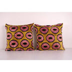 İpek Ikat Kadife Kırlent Kılıfı 2'li Set 60 x 60 cm