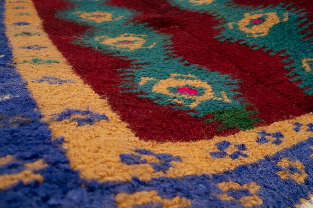 Vintage Türk Damalı Tulu Halı 110 x 132 cm