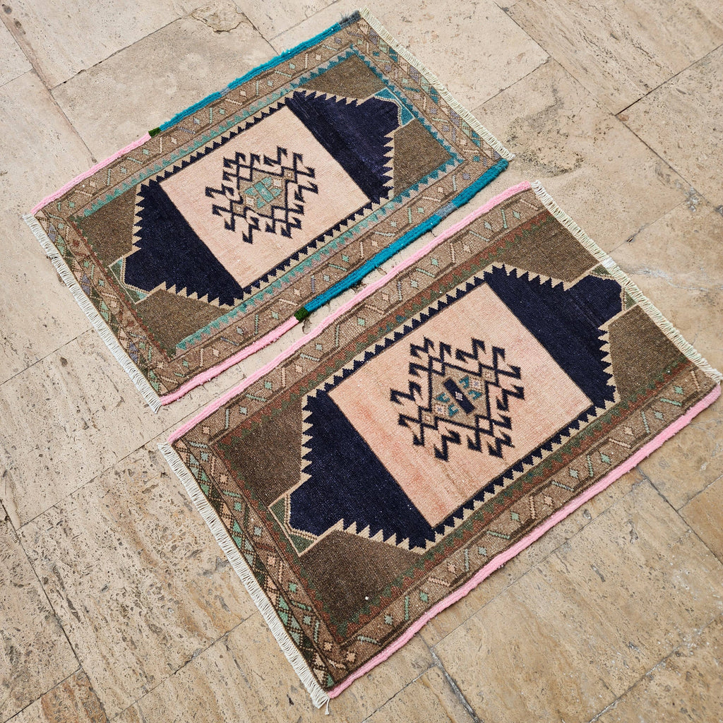 Vintage Türk Yastık Halı 2'li Set 51 x 82 cm