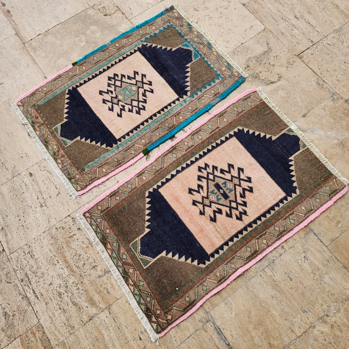 Vintage Türk Yastık Halı 2'li Set 51 x 82 cm
