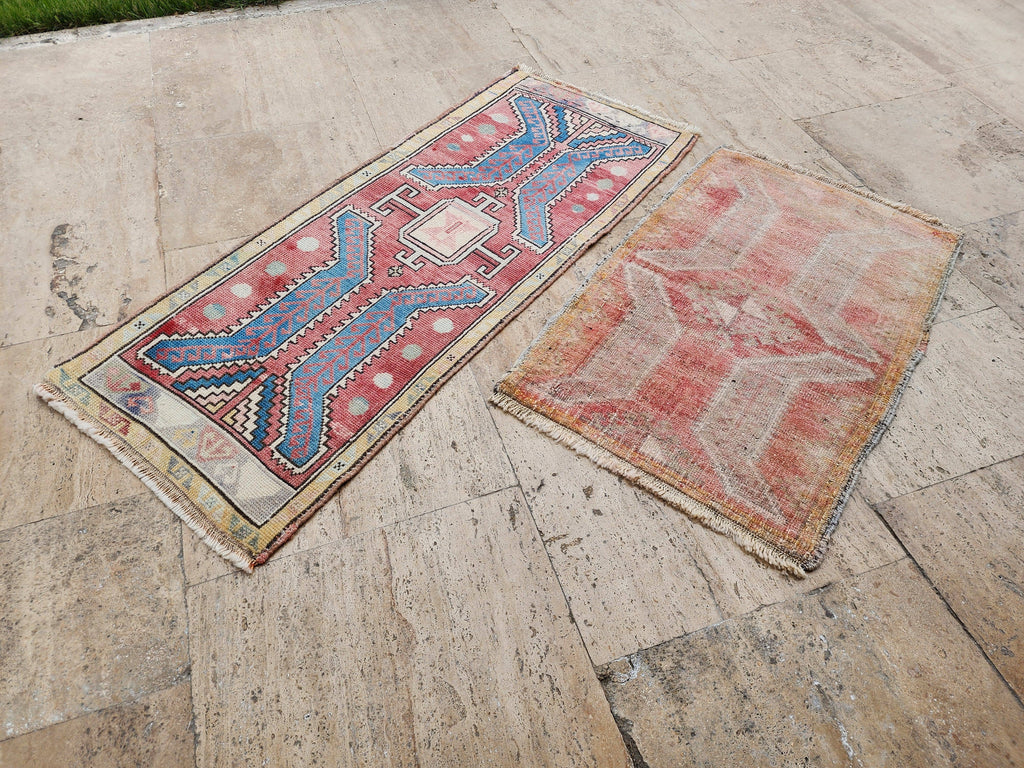 Vintage Türk Yastık Halı 2'li Set 54 x 82 cm