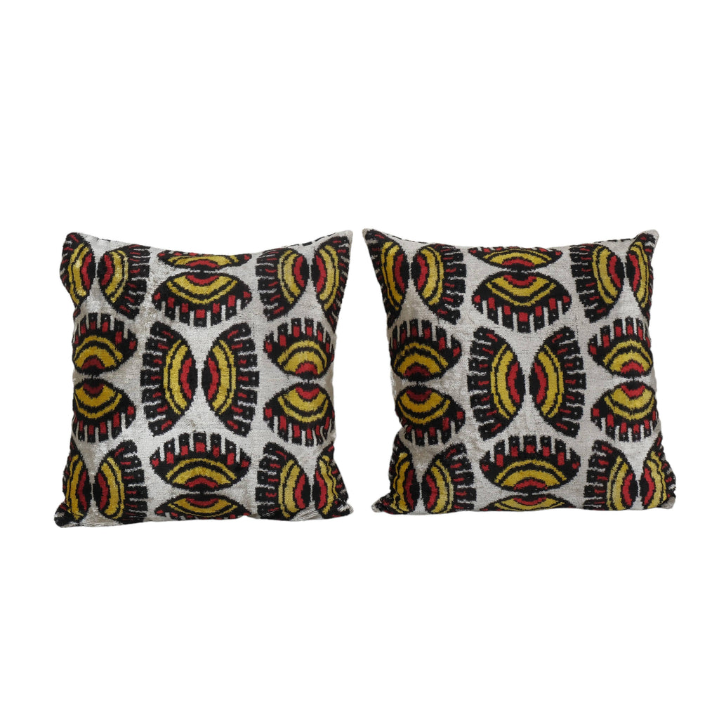İpek Ikat Kadife Kırlent Kılıfı 2'li Set 54 x 57 cm
