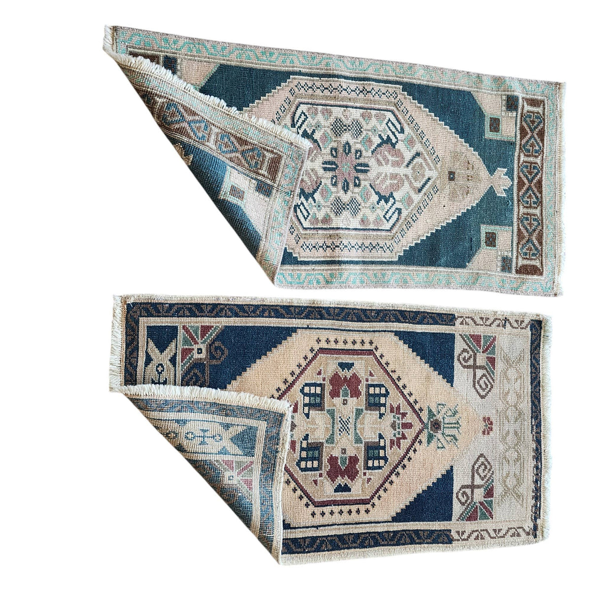 Vintage Türk Yastık Halı 2'li Set 53 x 95 cm