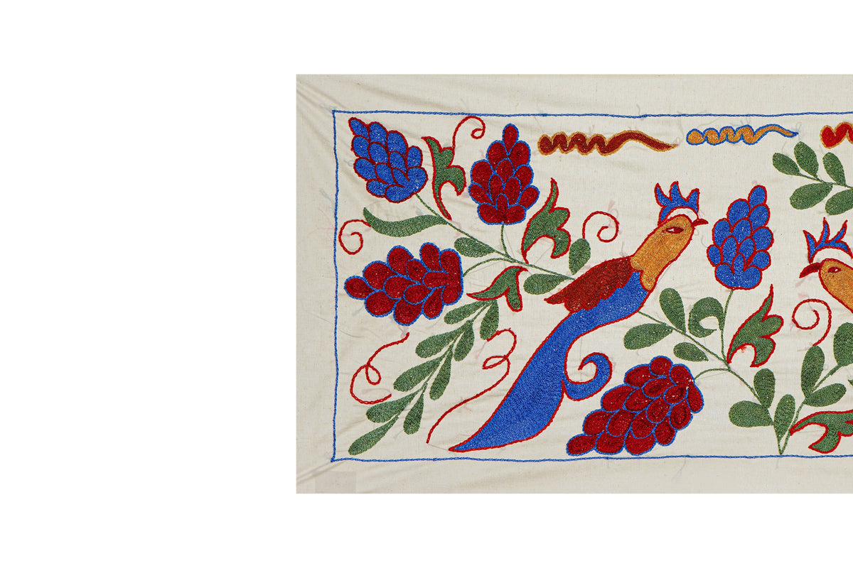 Kuş Desenli Suzani Duvar Örtüsü 44 x 96 cm