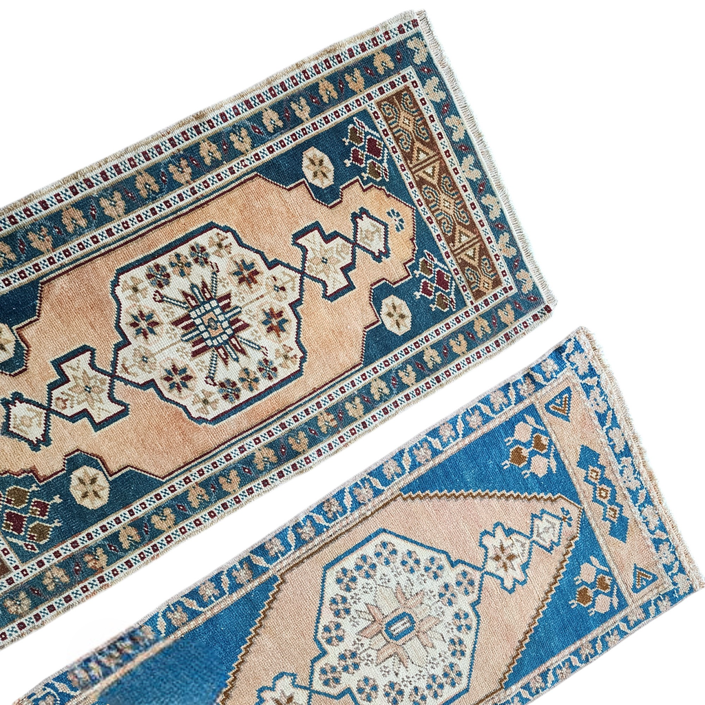 Vintage Türk Yastık Halı 2'li Set 56 x 106 cm