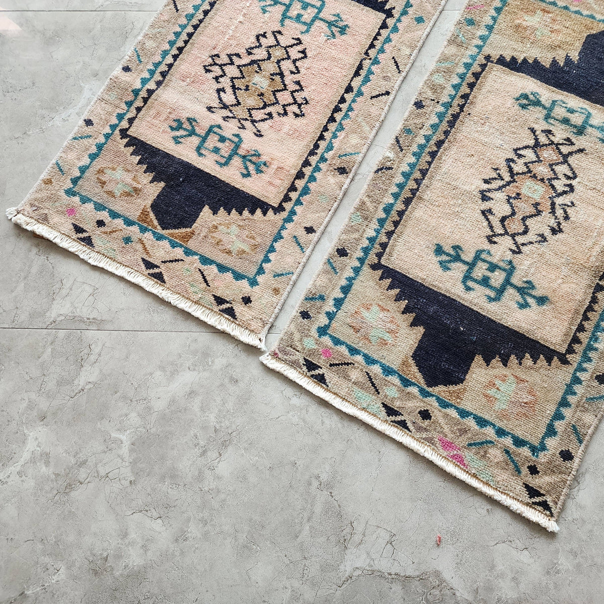 Vintage Türk Yastık Halı 2'li Set 47 x 87 cm