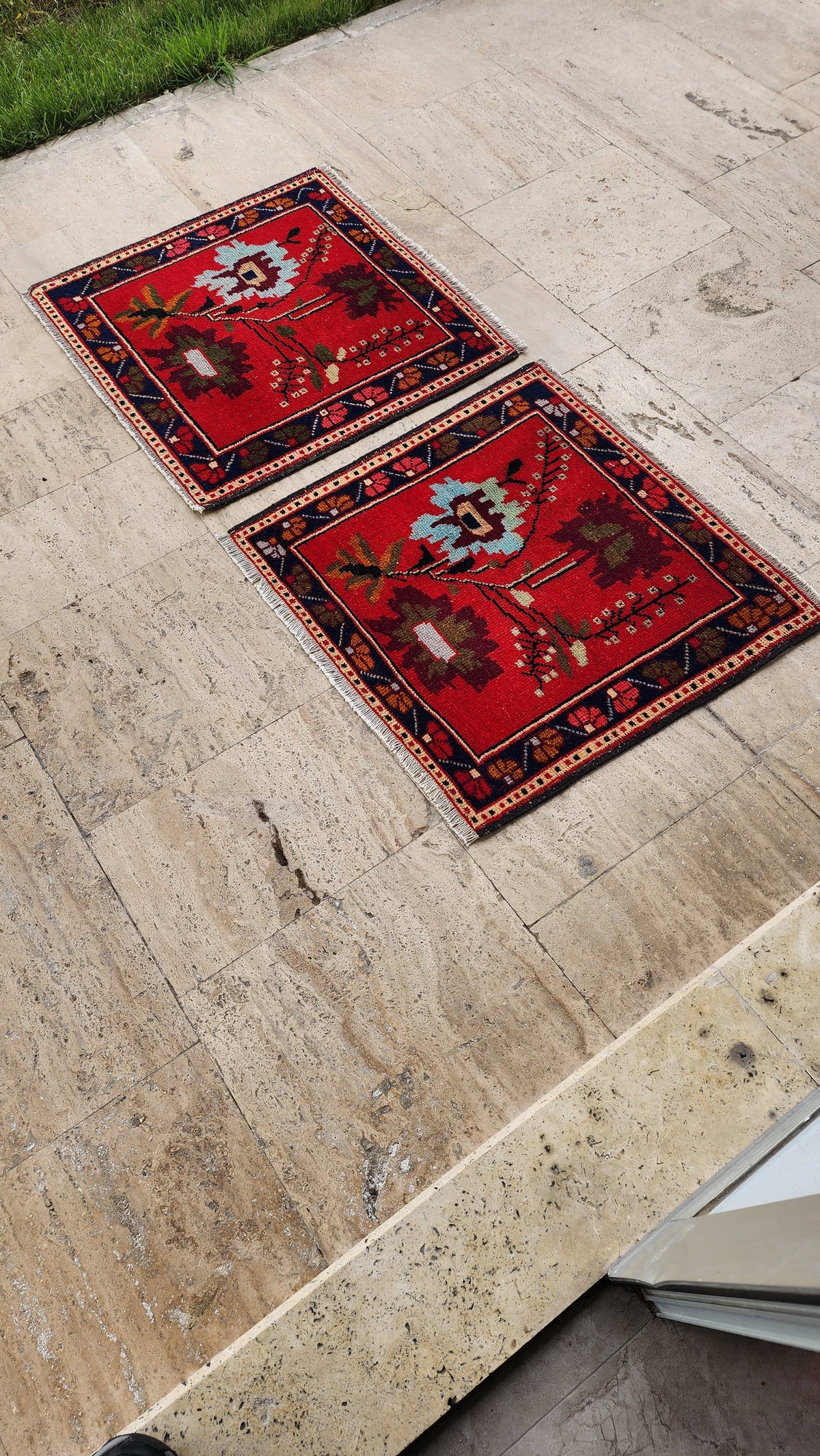 Vintage Türk Yastık Halı 2'li Set 73 x 79 cm