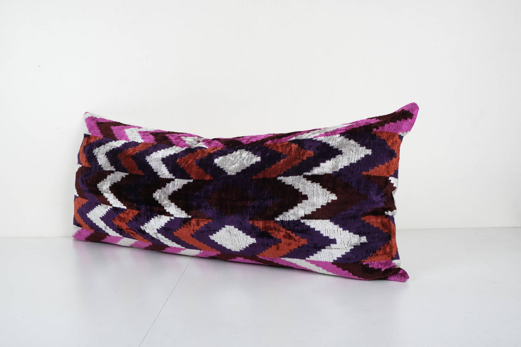 İpek Ikat Kadife Kırlent Kılıfı 36 x 96 cm