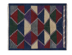 Vintage Türk Damalı Tulu Halı 109 x 136 cm