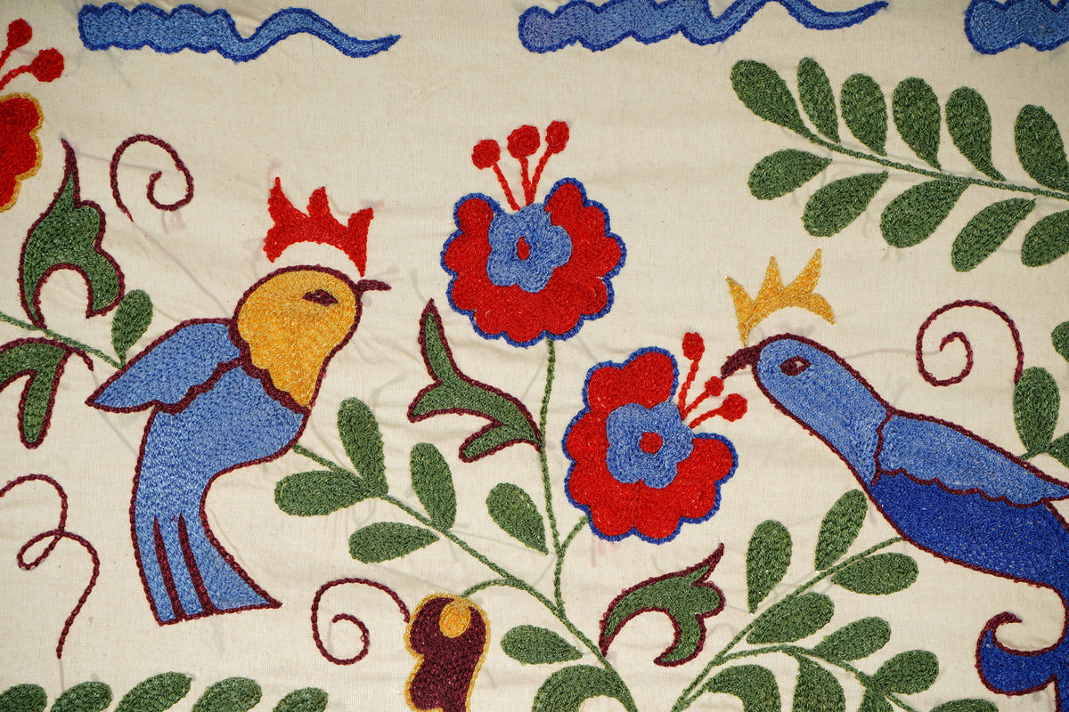 Kuş Desenli Suzani Duvar Örtüsü 44 x 96 cm