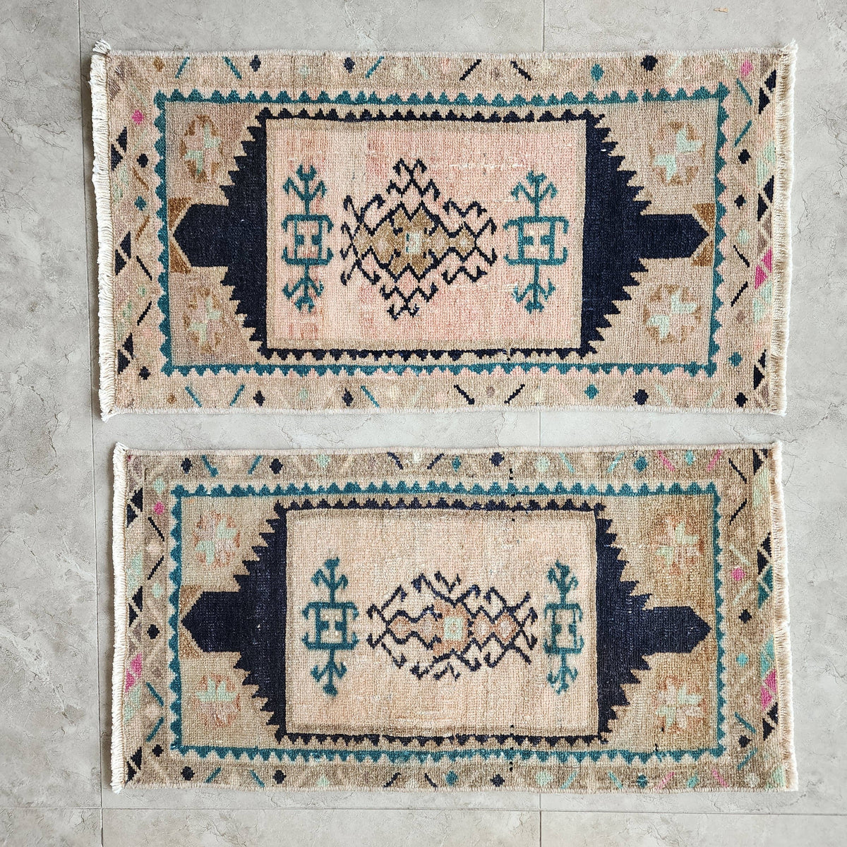 Vintage Türk Yastık Halı 2'li Set 47 x 87 cm