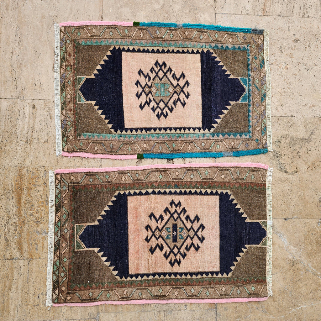 Vintage Türk Yastık Halı 2'li Set 51 x 82 cm