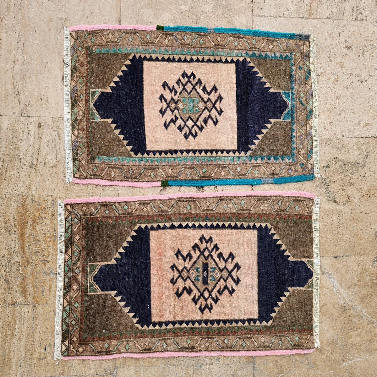 Vintage Türk Yastık Halı 2'li Set 51 x 82 cm