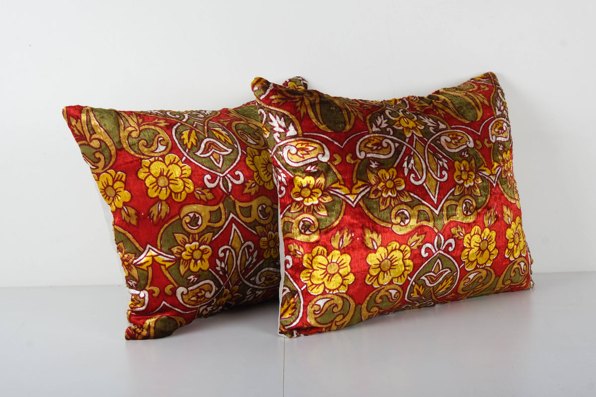 İpek Ikat Kadife Kırlent Kılıfı 2'li Set 45 x 55 cm