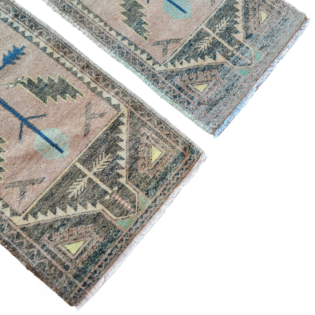 Vintage Türk Yastık Halı 2'li Set 50 x 115 cm