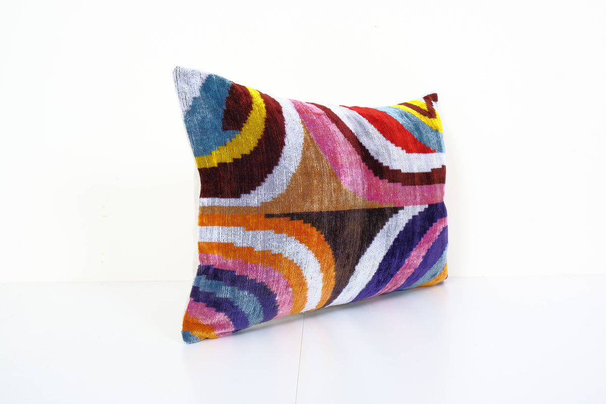 İpek Ikat Kadife Kırlent Kılıfı 2'li Set 40 x 60 cm
