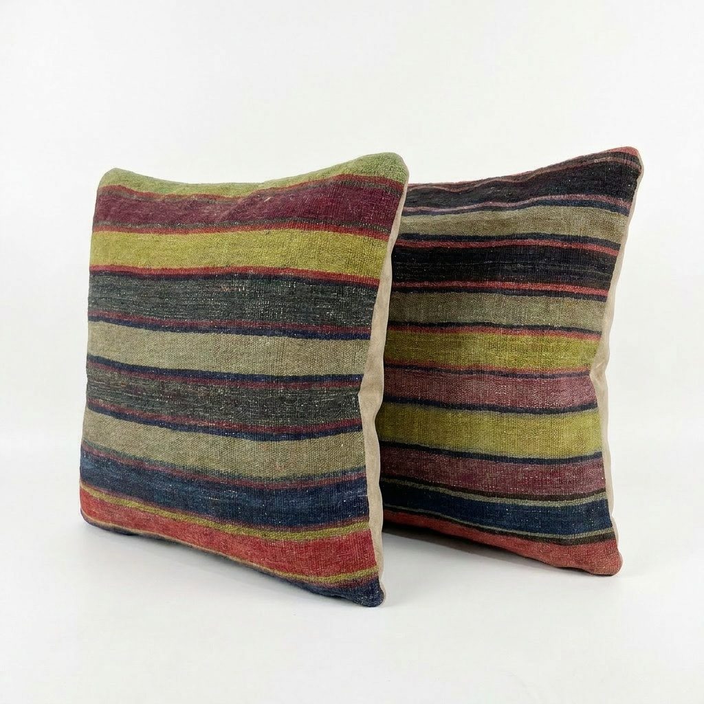 Türk Kilim Kırlent Kılıfı 2'li Set 60 x 60 cm