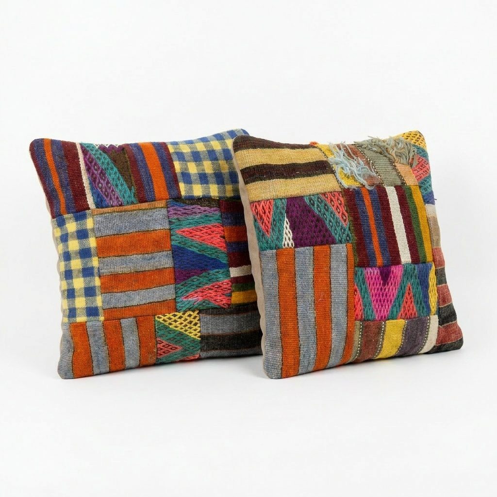 Türk Kilim Kırlent Kılıfı 2'li Set 50 x 50 cm