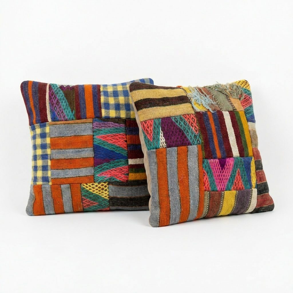 Türk Kilim Kırlent Kılıfı 2'li Set 50 x 50 cm