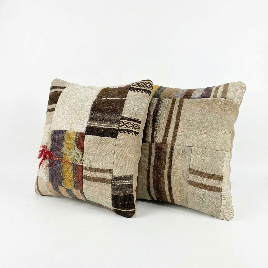 Türk Kilim Kırlent Kılıfı 2'li Set 50 x 50 cm