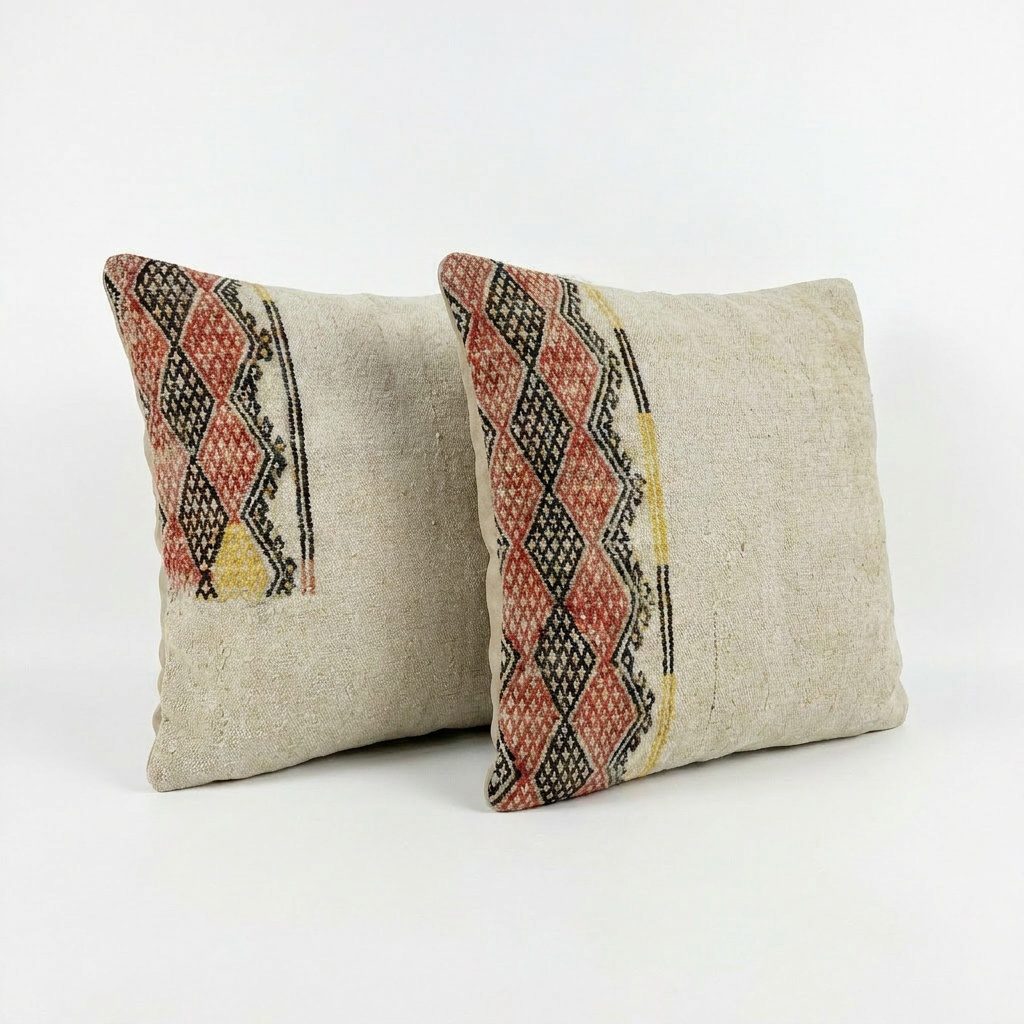 Türk Kilim Kırlent Kılıfı 2'li Set 60 x 60 cm