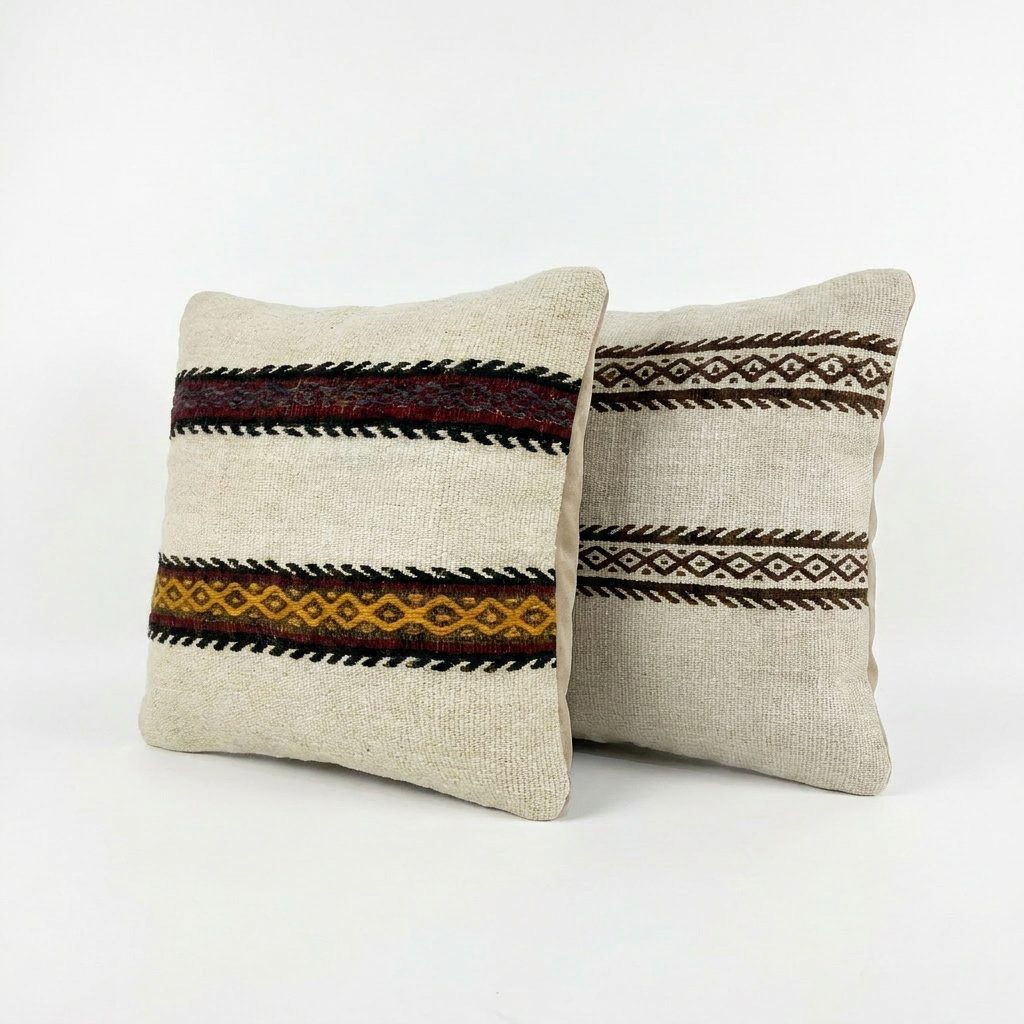 Türk Kilim Kırlent Kılıfı 2'li Set 40 x 40 cm