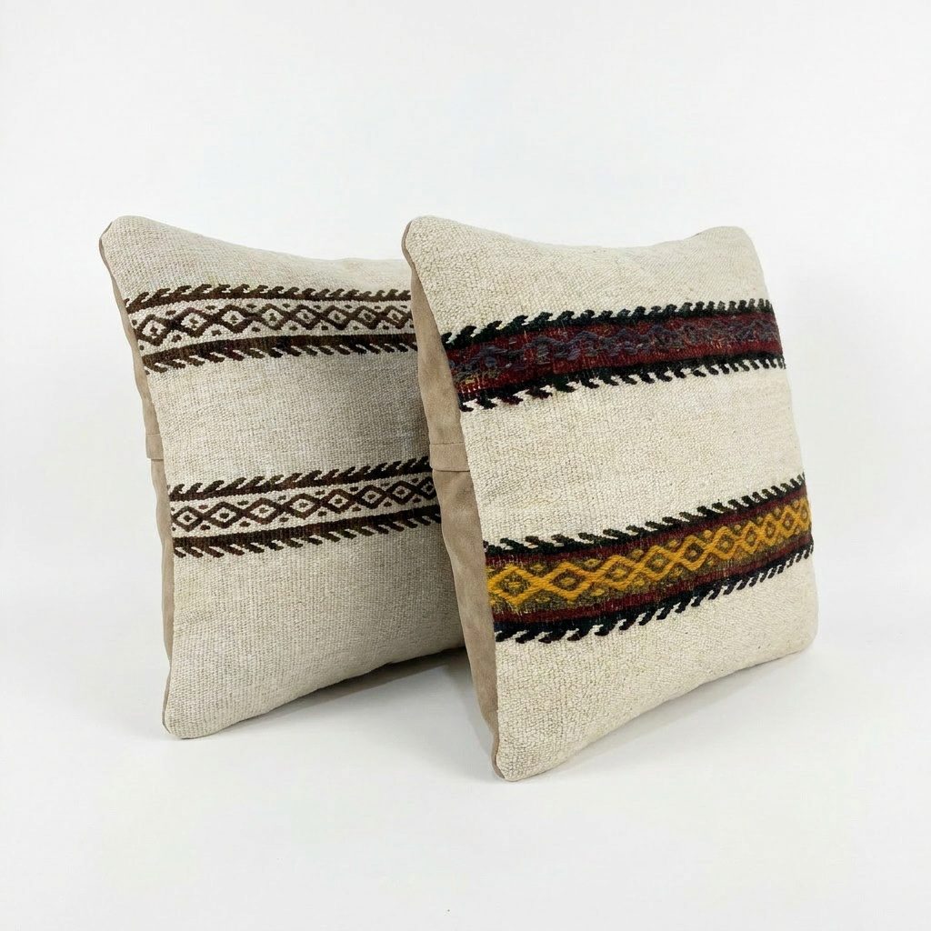 Türk Kilim Kırlent Kılıfı 2'li Set 40 x 40 cm