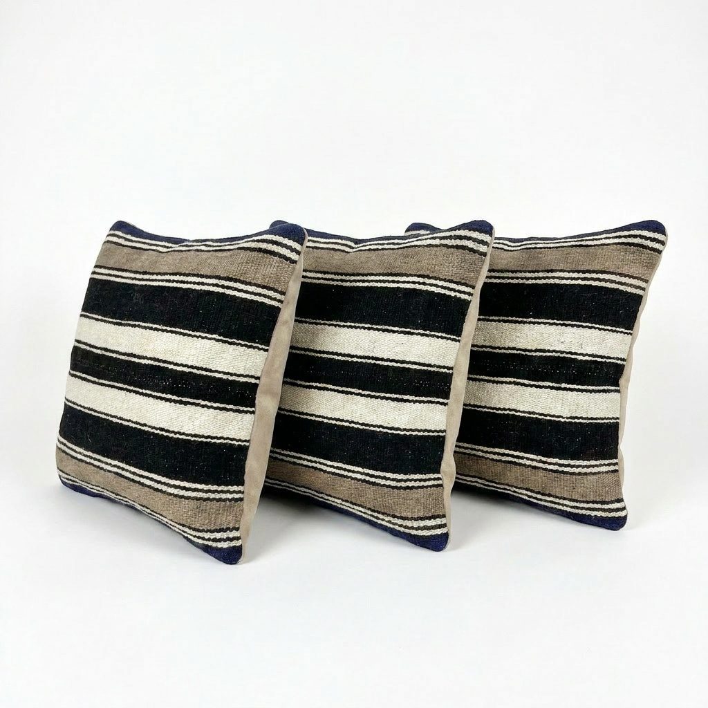 Türk Kilim Kırlent Kılıfı 3'li Set 40 x 40 cm