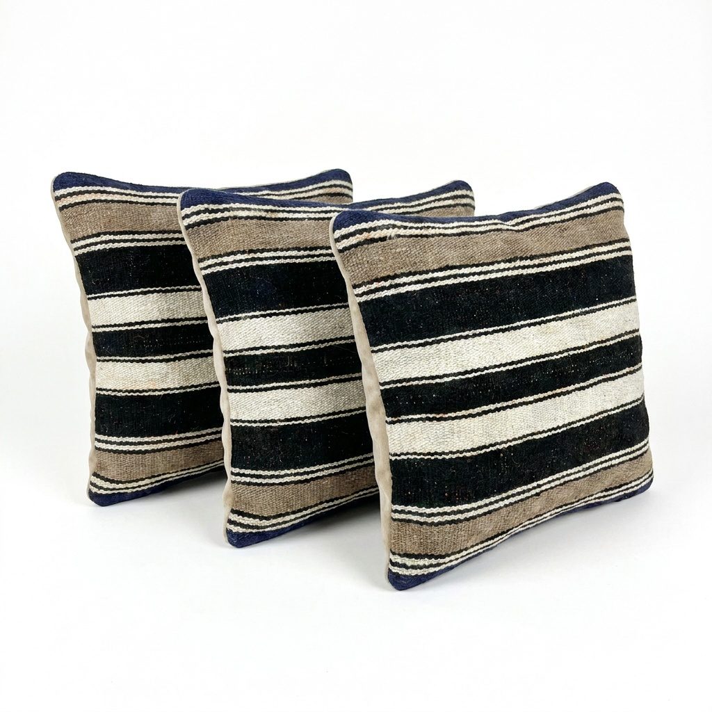 Türk Kilim Kırlent Kılıfı 3'li Set 40 x 40 cm