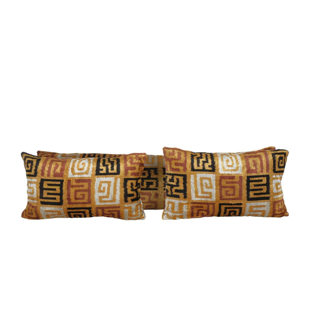 İpek Ikat Kadife Kırlent Kılıfı 2'li Set 36 x 130 cm