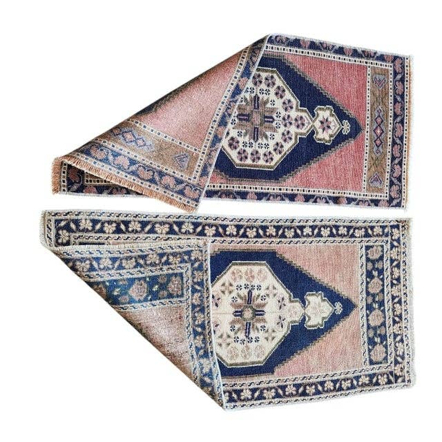 Vintage Türk Yastık Halı 2'li Set 48 x 103 cm