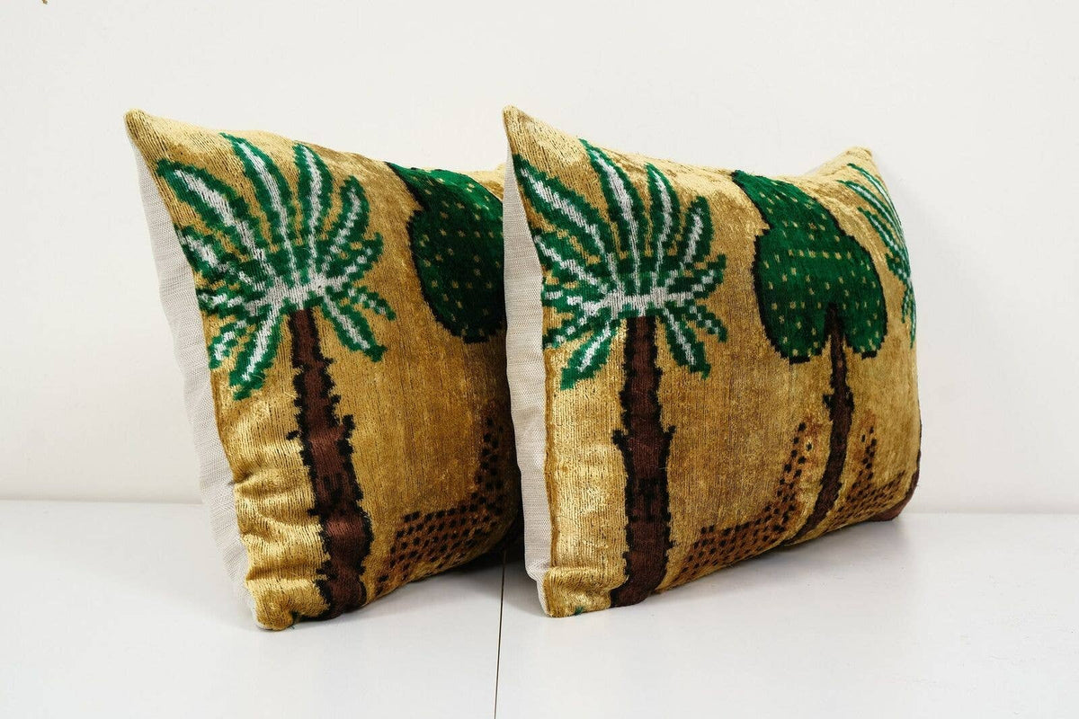 İpek Ikat Kadife Kırlent Kılıfı 2'li Set 40 x 60 cm