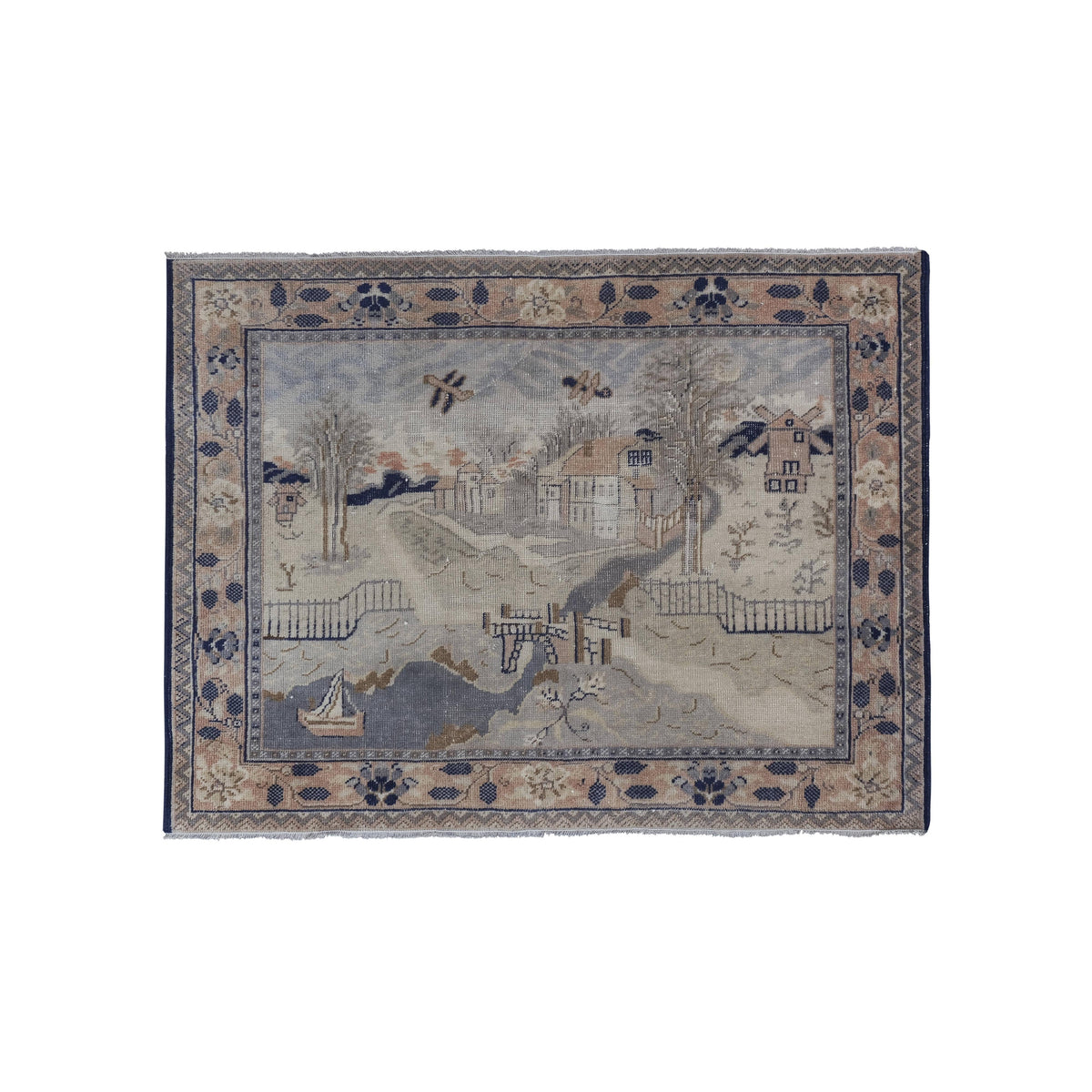 Vintage El İşlemesi Halı 110 x 145 cm
