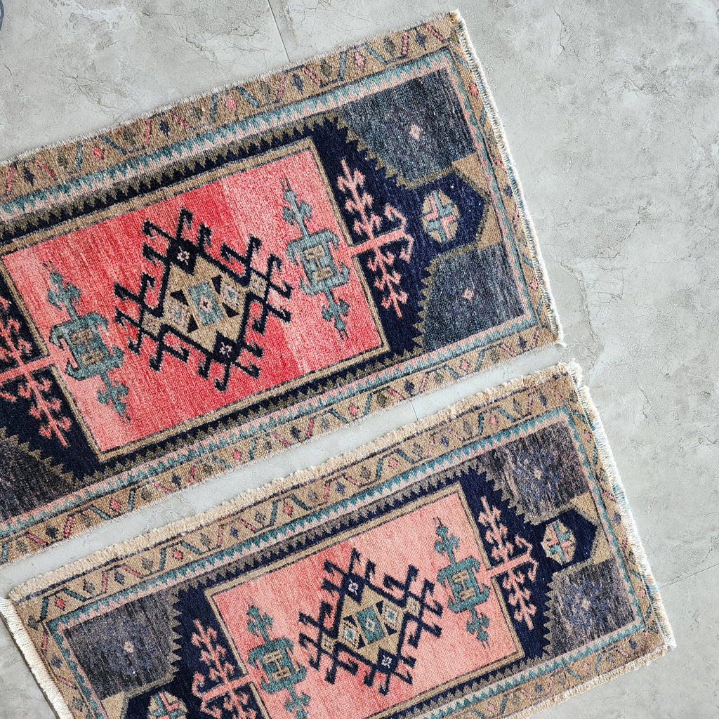 Vintage Türk Yastık Halı 2'li Set 49 x 81 cm