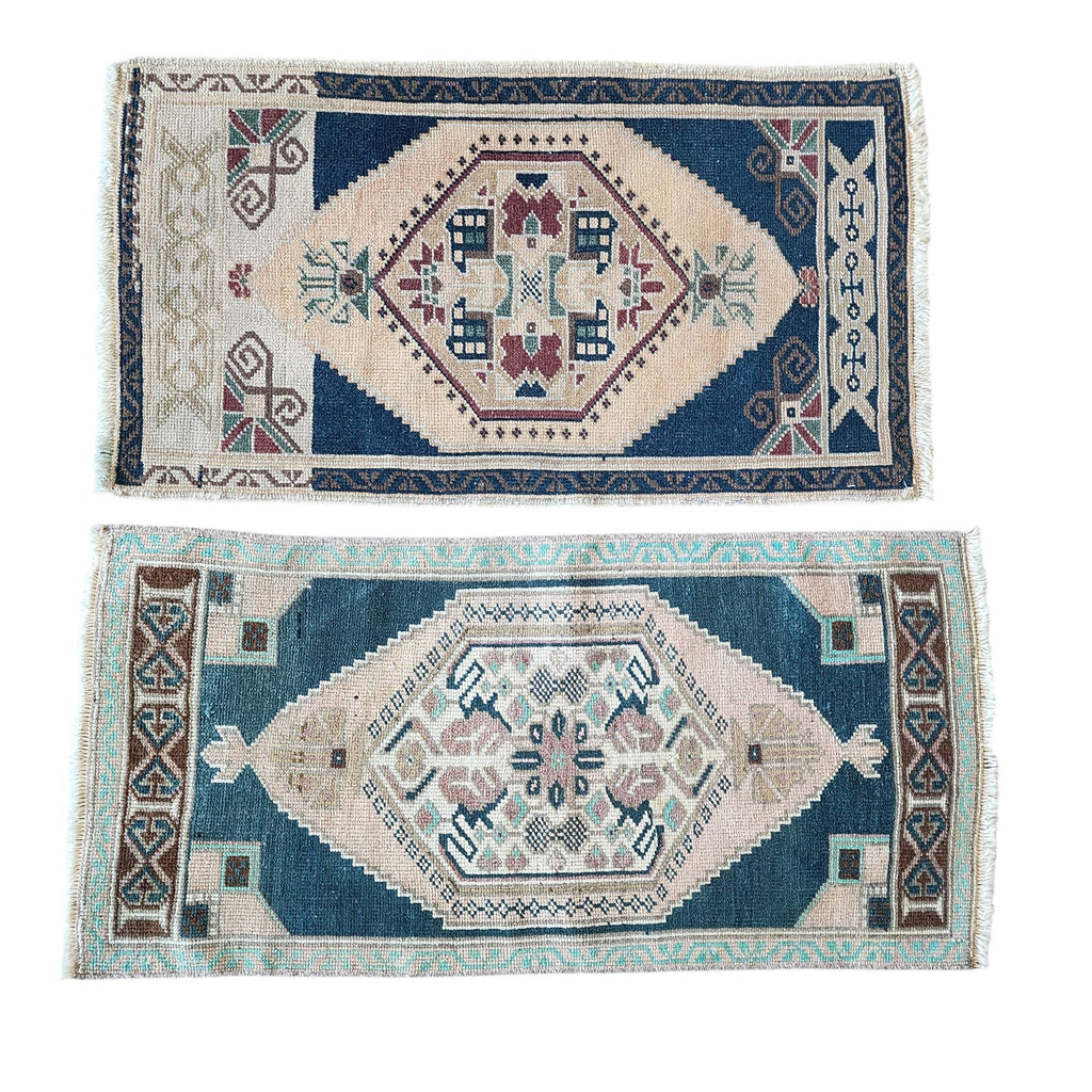 Vintage Türk Yastık Halı 2'li Set 53 x 95 cm