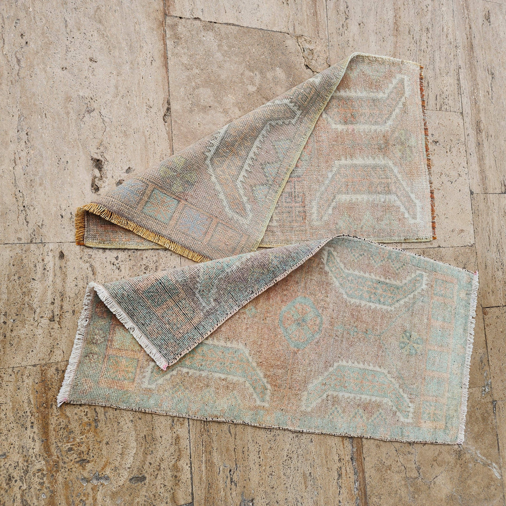 Vintage Türk Yastık Halı 2'li Set 52 x 95 cm