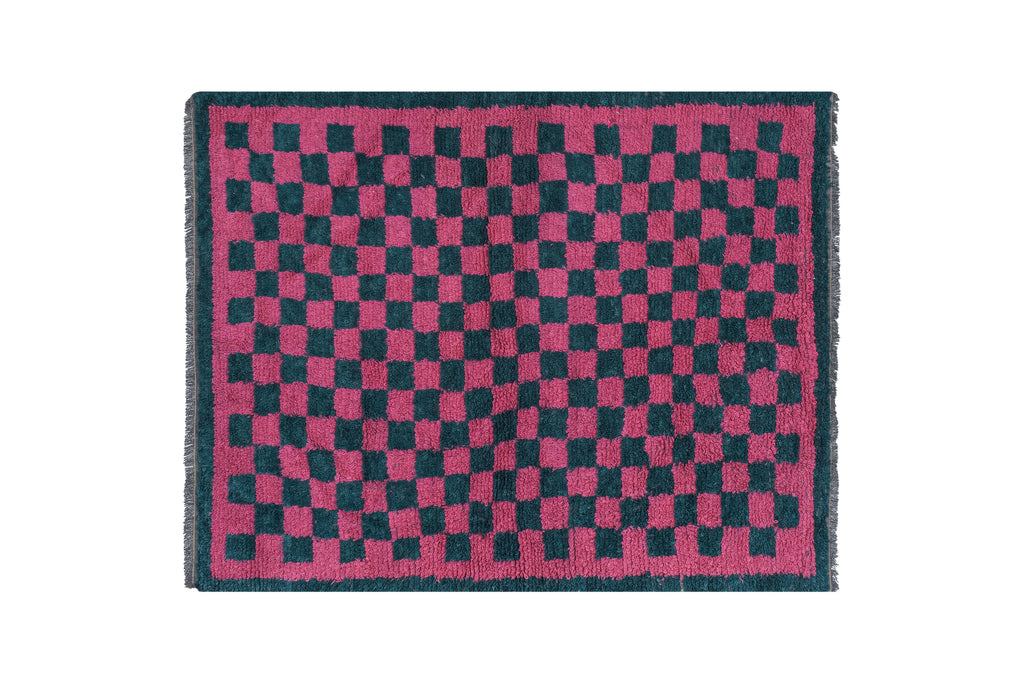 Vintage Türk Damalı Tulu Halı 144 x 190 cm