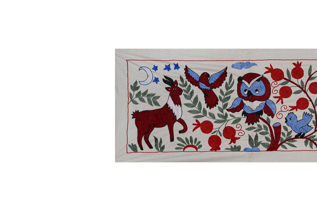 Baykuş Desenli Suzani Yolluk 50 x 144 cm