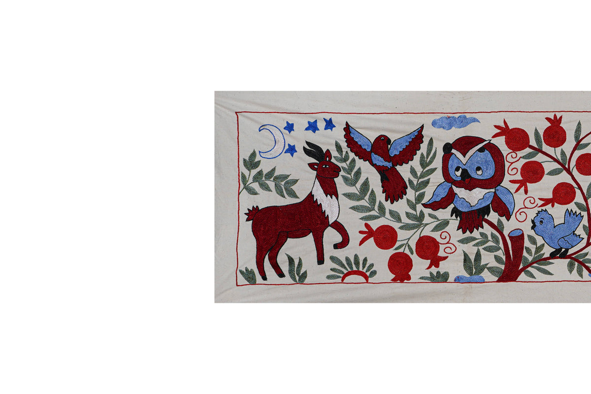 Baykuş Desenli Suzani Yolluk 50 x 144 cm