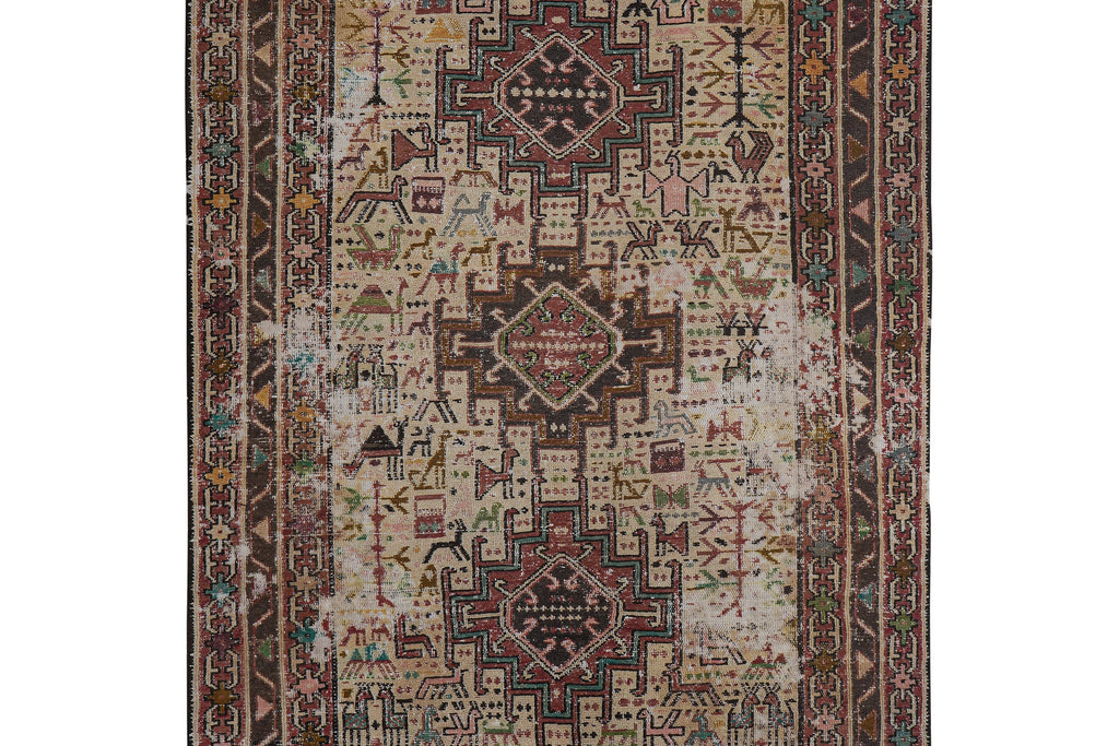 Vintage Hayvan Desenli Sumak Kilim 106 x 140 cm