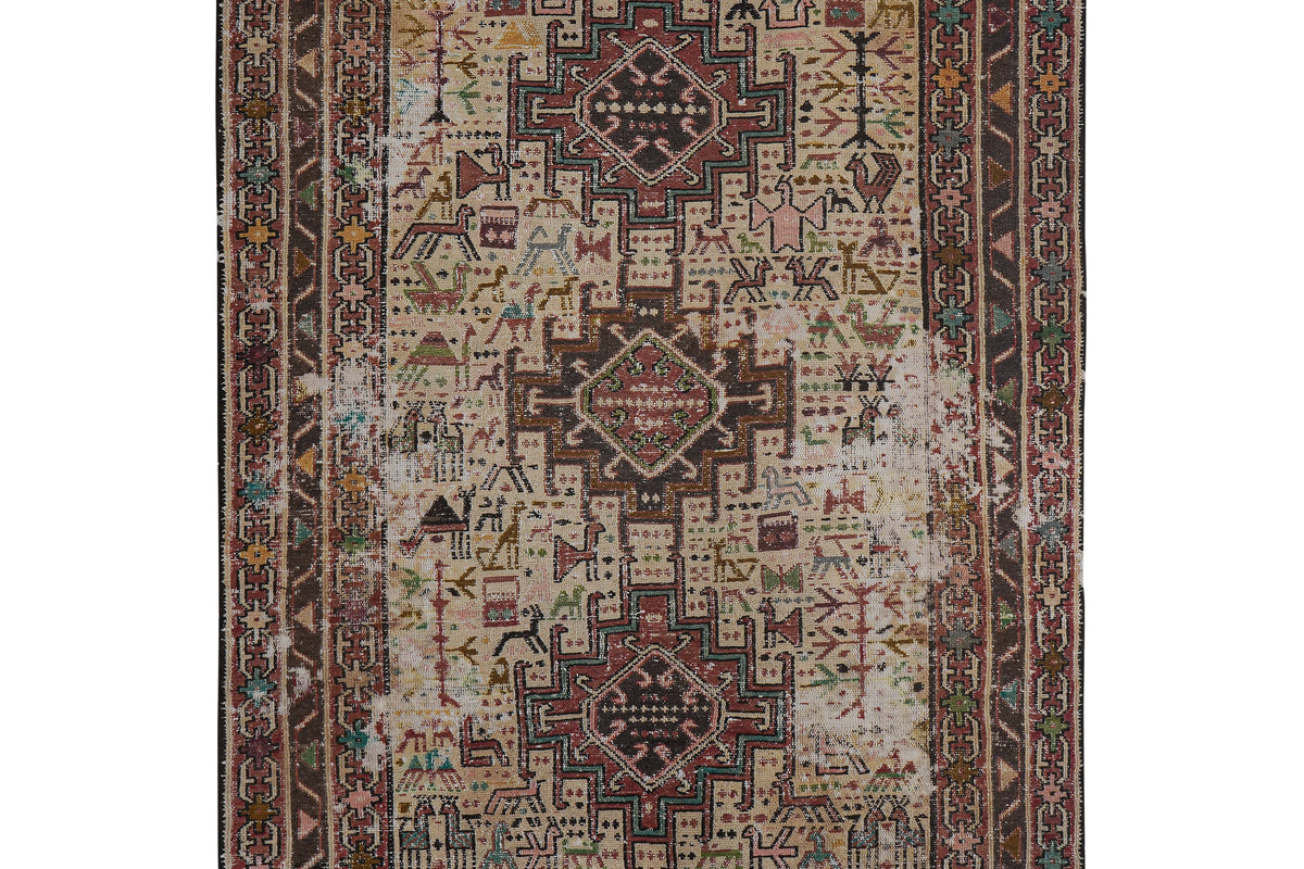 Vintage Hayvan Desenli Sumak Kilim 106 x 140 cm