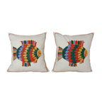 Balık Desenli Suzani Kırlent Kılıfı 2'li Set 45 x 46 cm