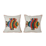 Balık Desenli Suzani Kırlent Kılıfı 2'li Set 45 x 46 cm