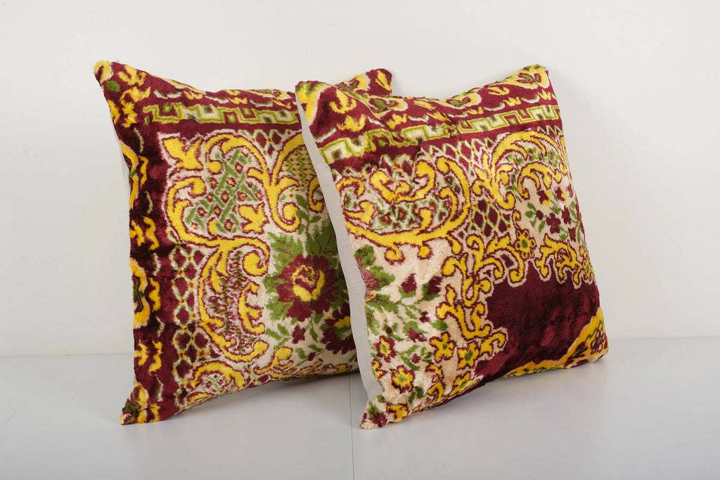 İpek Ikat Kadife Kırlent Kılıfı 2'li Set 50 x 50 cm