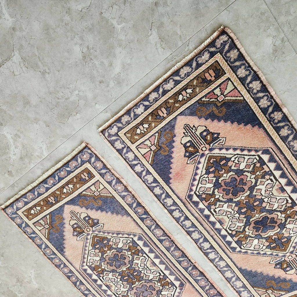 Vintage Türk Yastık Halı 2'li Set 58 x 108 cm