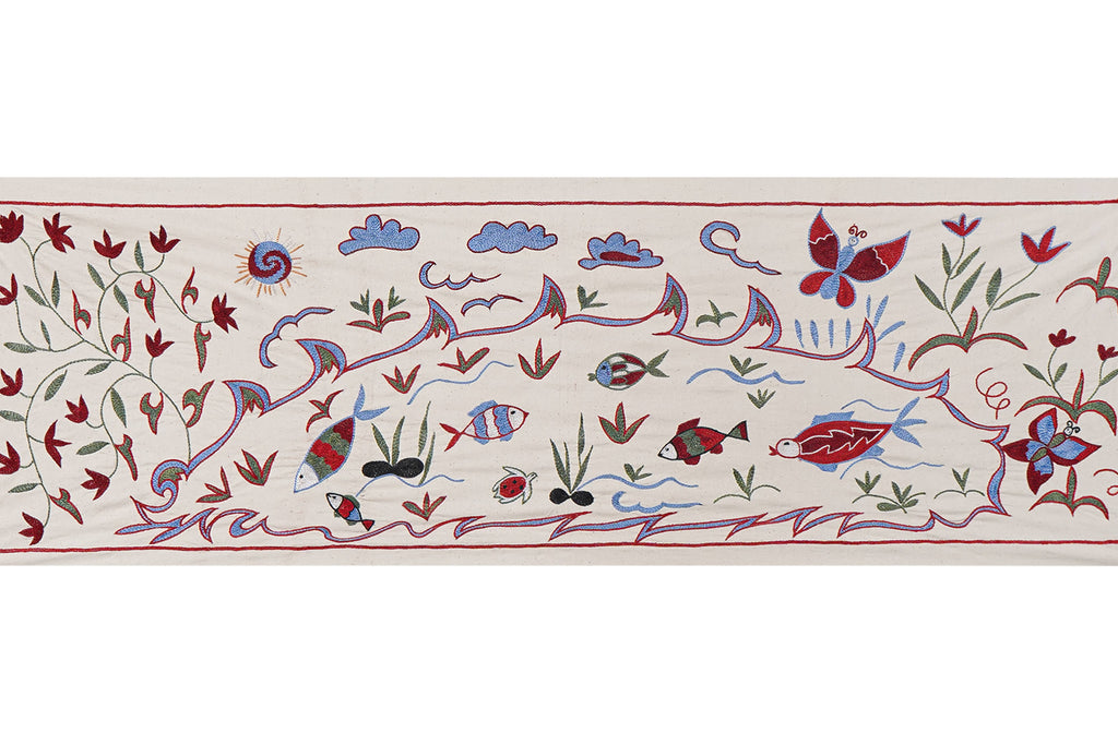 Balık Desenli Suzani Duvar Örtüsü 50 x 148 cm