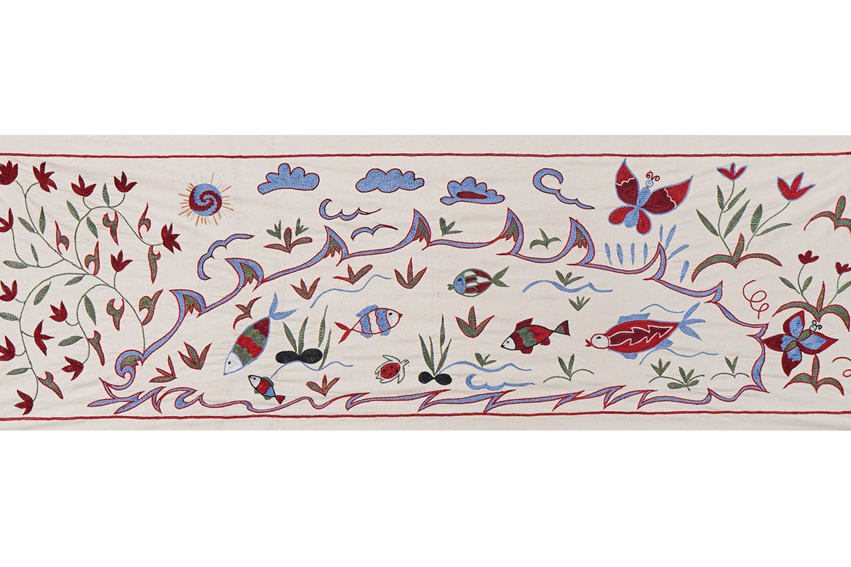 Balık Desenli Suzani Duvar Örtüsü 50 x 148 cm