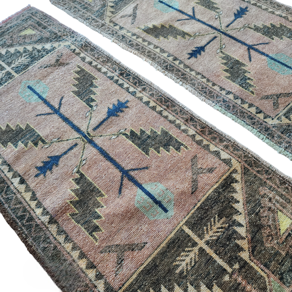 Vintage Türk Yastık Halı 2'li Set 50 x 115 cm