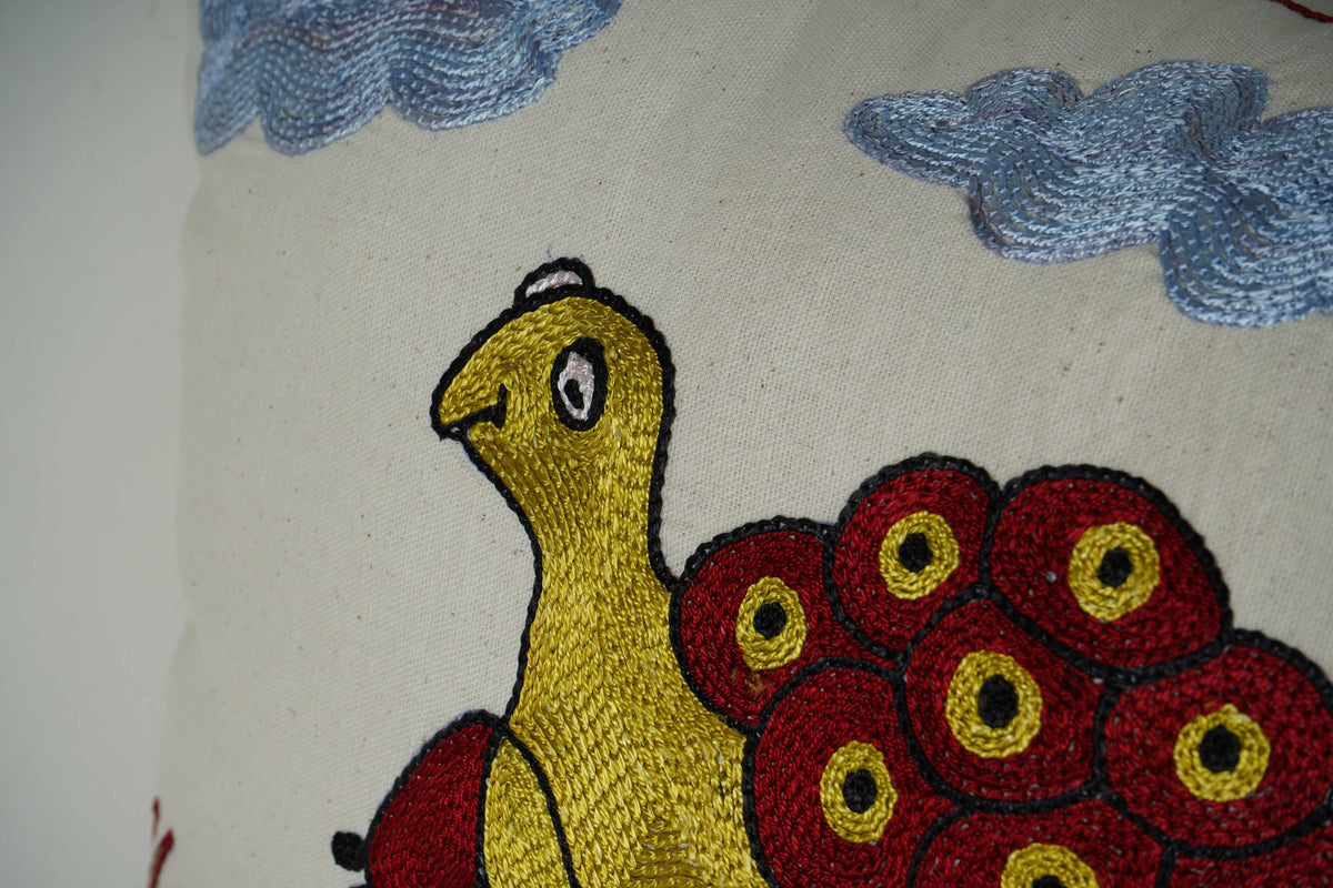 Kaplumbağa Desenli Suzani Kırlent Kılıfı 2'li Set 48 x 48 cm