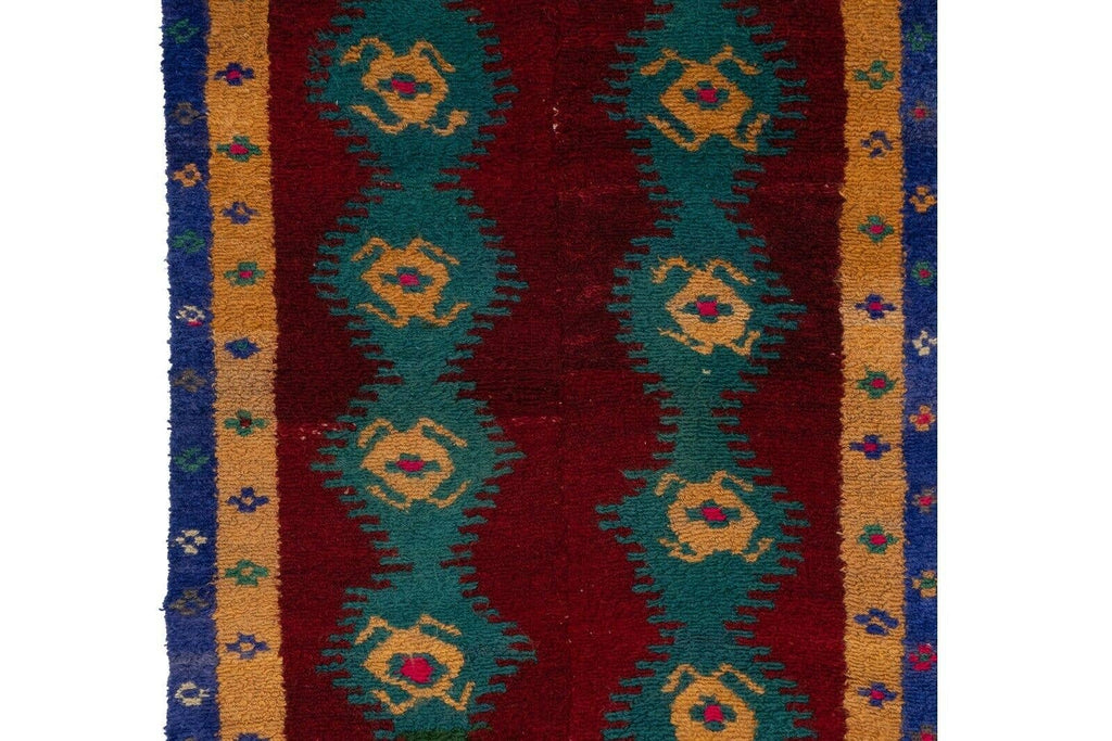 Vintage Türk Damalı Tulu Halı 110 x 132 cm